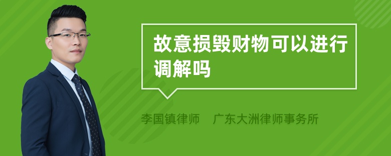 故意损毁财物可以进行调解吗