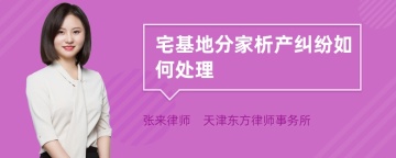 宅基地分家析产纠纷如何处理