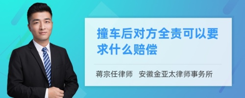 撞车后对方全责可以要求什么赔偿