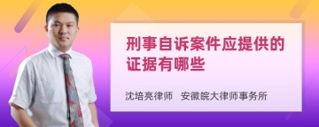 刑事自诉案件应提供的证据有哪些