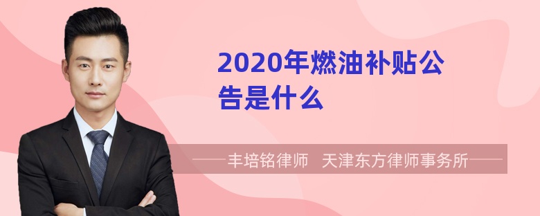 2020年燃油补贴公告是什么