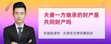 夫妻一方继承的财产是共同财产吗