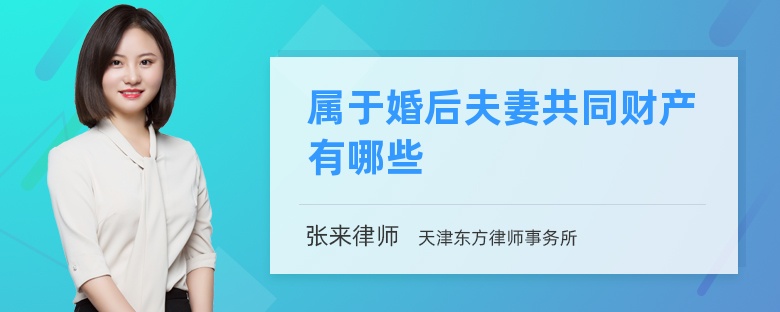 属于婚后夫妻共同财产有哪些