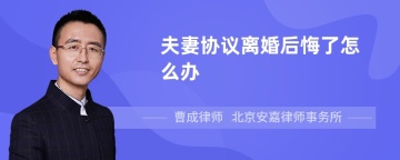 夫妻协议离婚后悔了怎么办