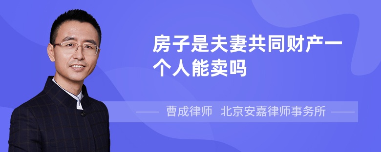 房子是夫妻共同财产一个人能卖吗