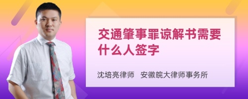 交通肇事罪谅解书需要什么人签字