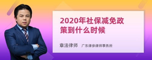 2020年社保减免政策到什么时候