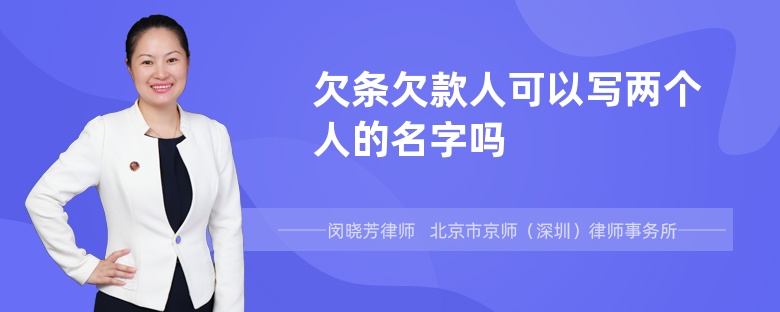 欠条欠款人可以写两个人的名字吗