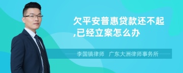 欠平安普惠贷款还不起,已经立案怎么办