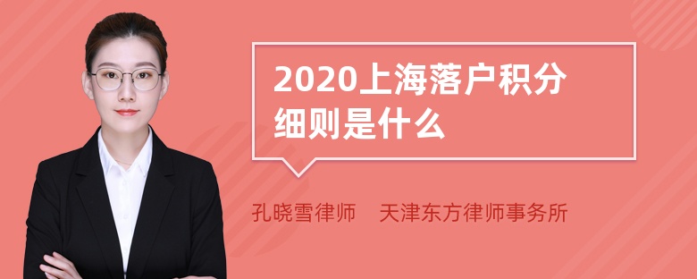 2020上海落户积分细则是什么