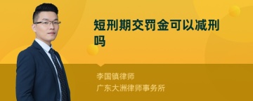 短刑期交罚金可以减刑吗