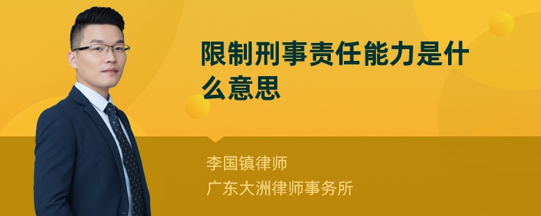 限制刑事责任能力是什么意思