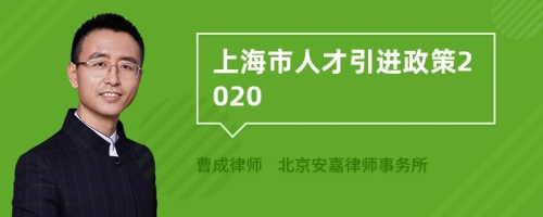 上海市人才引进政策2020