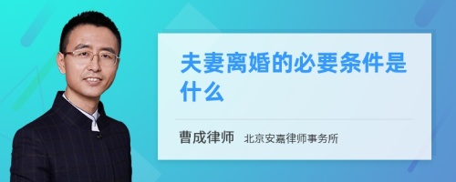 夫妻离婚的必要条件是什么