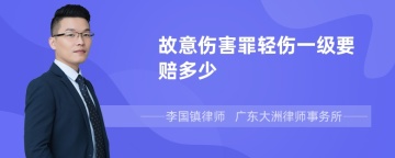 故意伤害罪轻伤一级要赔多少