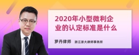 2020年小型微利企业的认定标准是什么