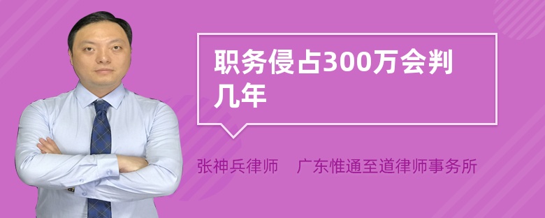 职务侵占300万会判几年