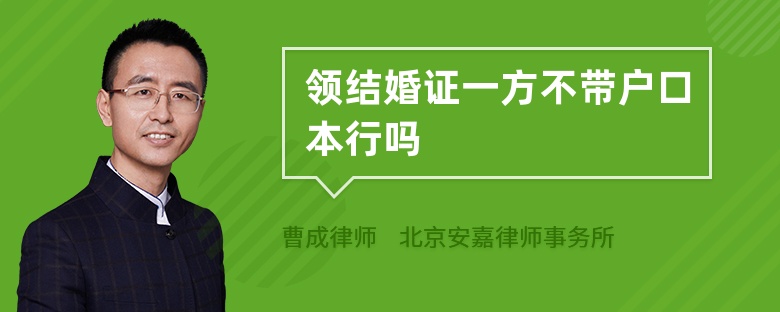 领结婚证一方不带户口本行吗