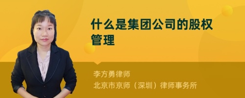 什么是集团公司的股权管理