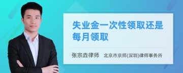 失业金一次性领取还是每月领取