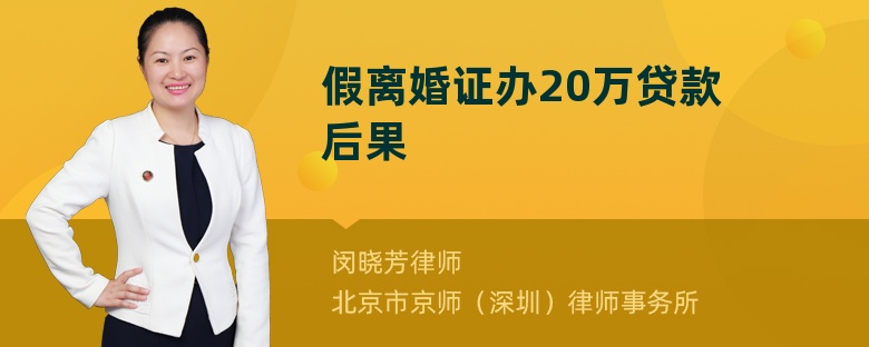 假离婚证办20万贷款后果