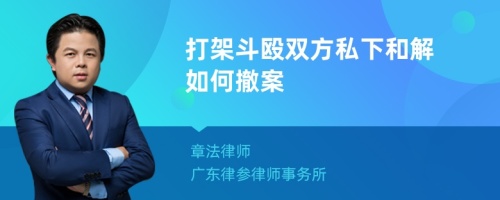 打架斗殴双方私下和解如何撤案