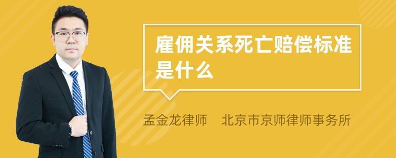 雇佣关系死亡赔偿标准是什么