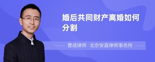 婚后共同财产离婚如何分割