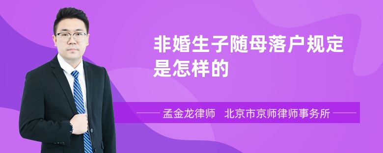 非婚生子随母落户规定是怎样的