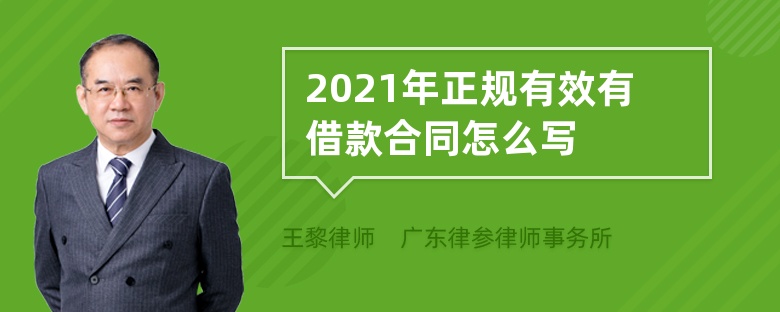 2021年正规有效有借款合同怎么写