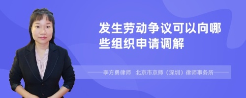 发生劳动争议可以向哪些组织申请调解