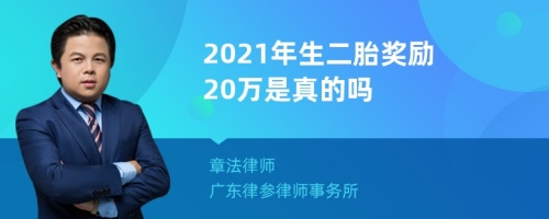 2021年生二胎奖励20万是真的吗