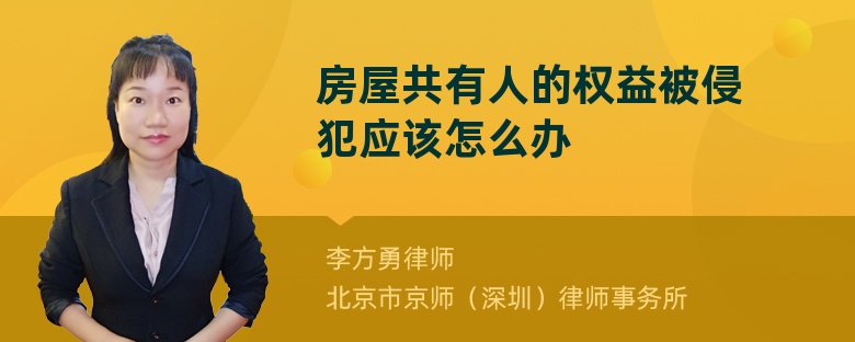 房屋共有人的权益被侵犯应该怎么办