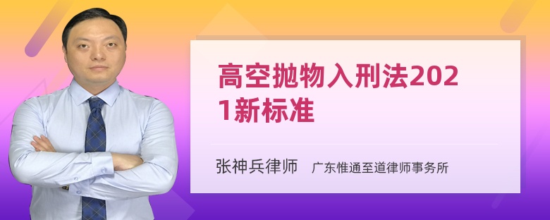 高空抛物入刑法2021新标准