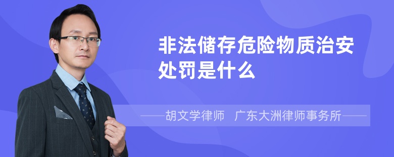 非法储存危险物质治安处罚是什么