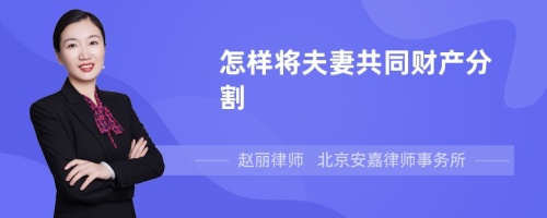 怎样将夫妻共同财产分割