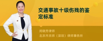 交通事故十级伤残的鉴定标准