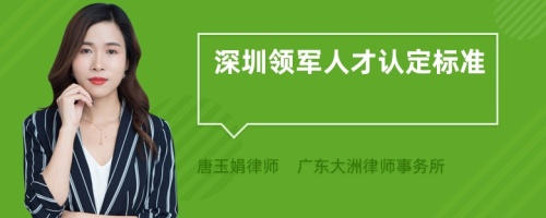 深圳领军人才认定标准