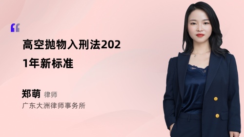 高空抛物入刑法2021年新标准