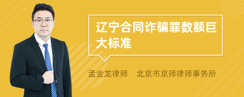 辽宁合同诈骗罪数额巨大标准