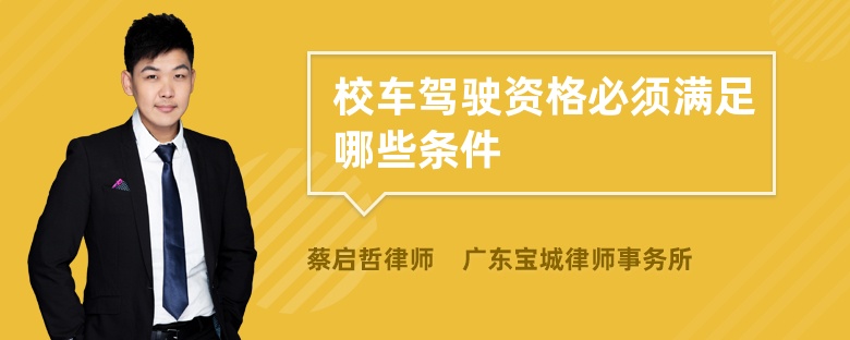 校车驾驶资格必须满足哪些条件