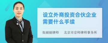 设立外商投资合伙企业需要什么手续