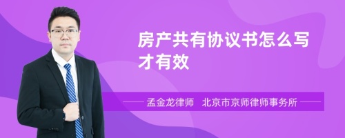 房产共有协议书怎么写才有效