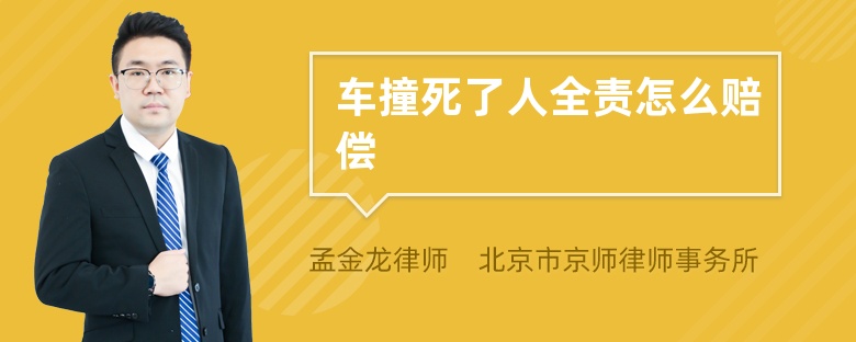 车撞死了人全责怎么赔偿