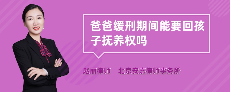 爸爸缓刑期间能要回孩子抚养权吗