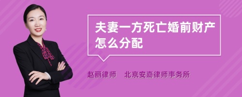 夫妻一方死亡婚前财产怎么分配