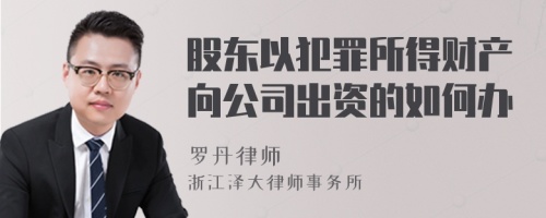 股东以犯罪所得财产向公司出资的如何办