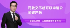 罚款交不起可以申请公司破产吗