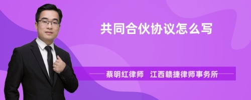 共同合伙协议怎么写