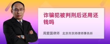 诈骗犯被判刑后还用还钱吗